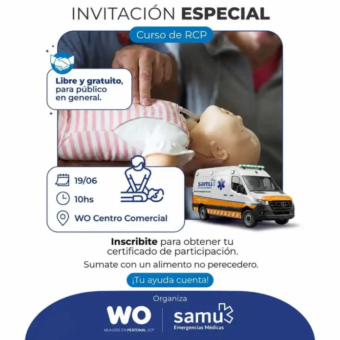 SAMU realizará este viernes una jornada gratuita de RCP en Carlos Paz